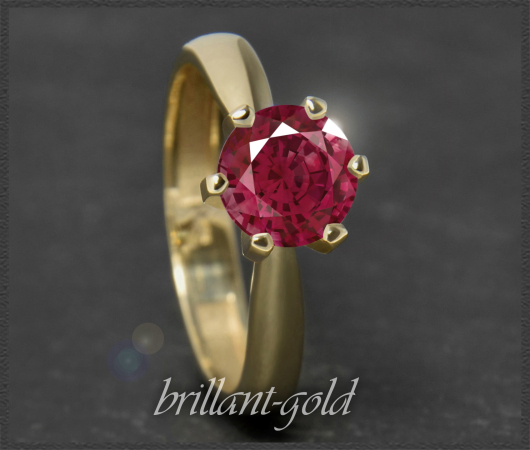 Ring mit 1,72ct Rubin, 585 Gelbgold Solitärring
